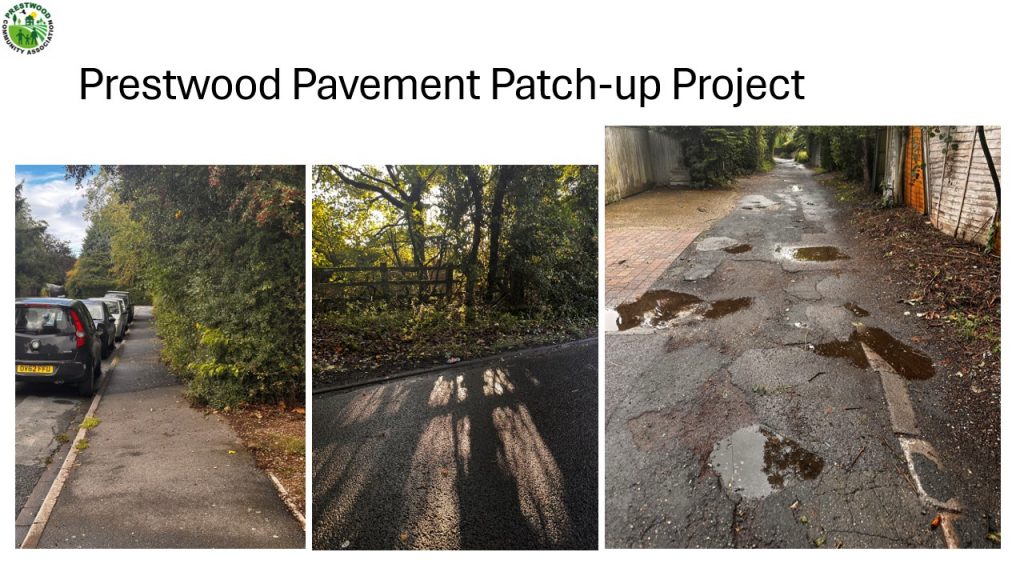 Footpaths and pavements requiring attention in Prestwood
