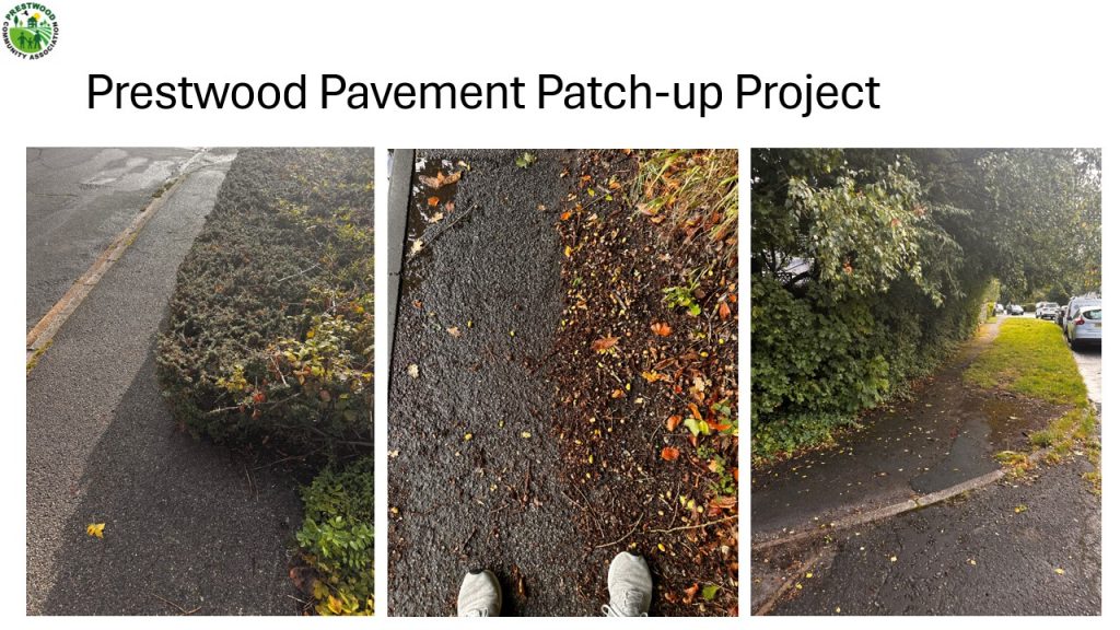 Footpaths and pavements requiring attention in Prestwood
