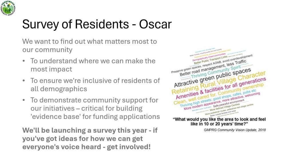 Purposes of holding a survey of residents of Prestwood