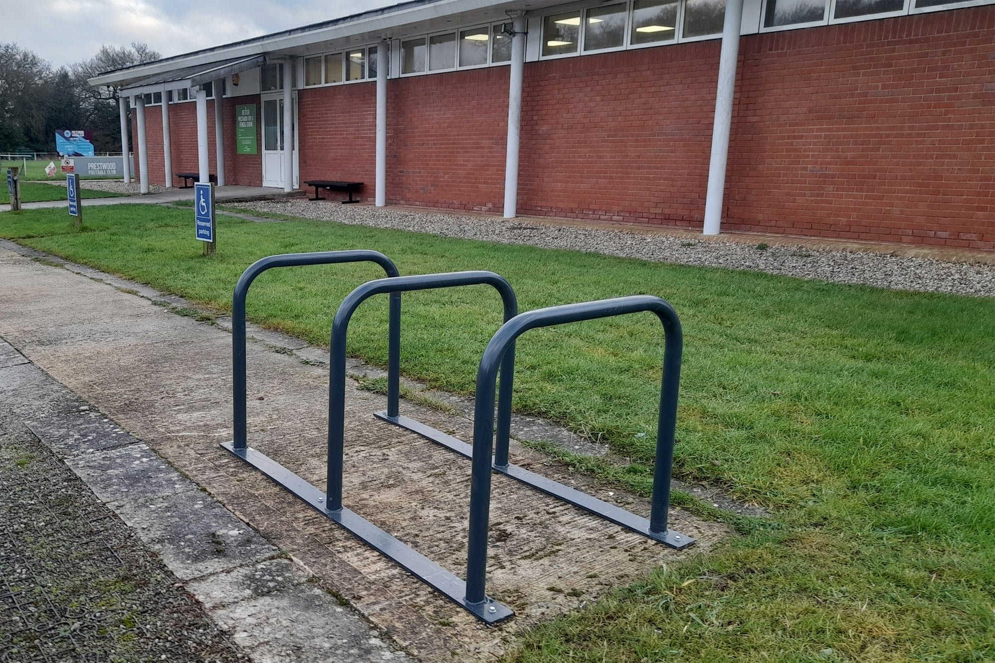 new bike racks at Prestwood Gym & Fitness Centre, part funded by Prestwood Community Association
