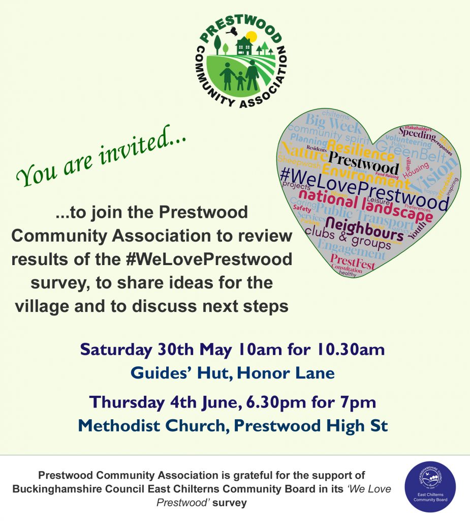 invitation to join WeLovePrestwood survey results meeting