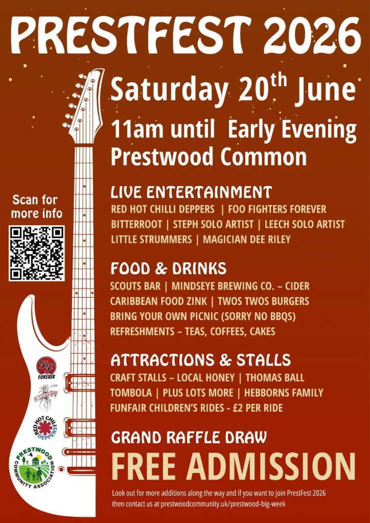 poster for PrestFest on Prestwood Common Saturday 20th June